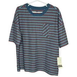 Tea Collection Boys Striped Pocket Tee Short Sleeves Shirt Size 7 Youth New